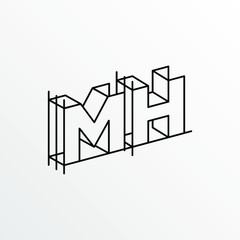 Fototapeta premium Initial Letter MH with Architecture Graphic Logo Design