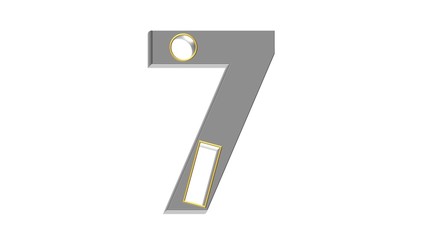 GRAY 3D NUMBER WITH GOLDEN FRAME ON HOLES : 7 SEVEN