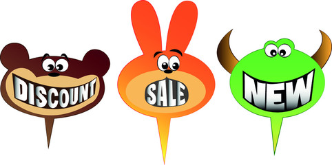 Fototapeta premium Selling labels and bubbles Vector illustration. Super Sale, this weekend special offer banner. Discount