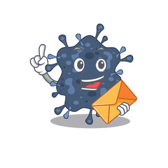 Happy bacteria neisseria mascot design concept with brown envelope