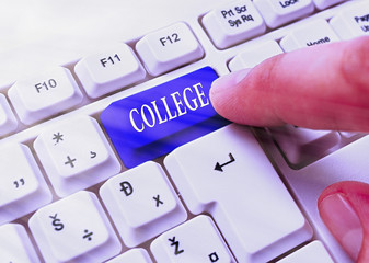 Conceptual hand writing showing College. Concept meaning educational institution or establishment...