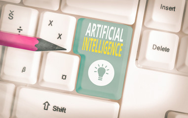 Text sign showing Artificial Intelligence. Business photo showcasing Machine copy Cognitive...