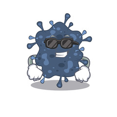 Cool bacteria neisseria cartoon character wearing expensive black glasses