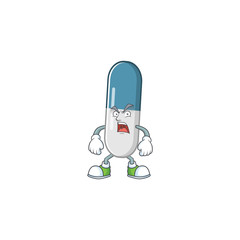Vitamin pills cartoon character design with mad face