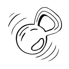 Sports dumbbell for weight training, drawn in Doodle style.Vector illustration isolated on a white background. Black outline on white. For a fitness blog.