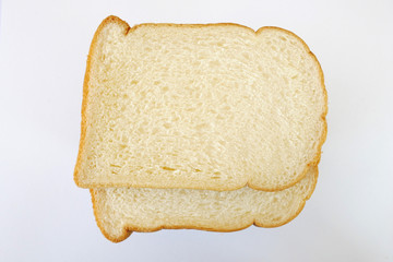 slice of bread on white background