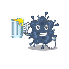 A cartoon concept of bacteria neisseria rise up a glass of beer