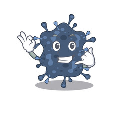 Cartoon design of bacteria neisseria with call me funny gesture