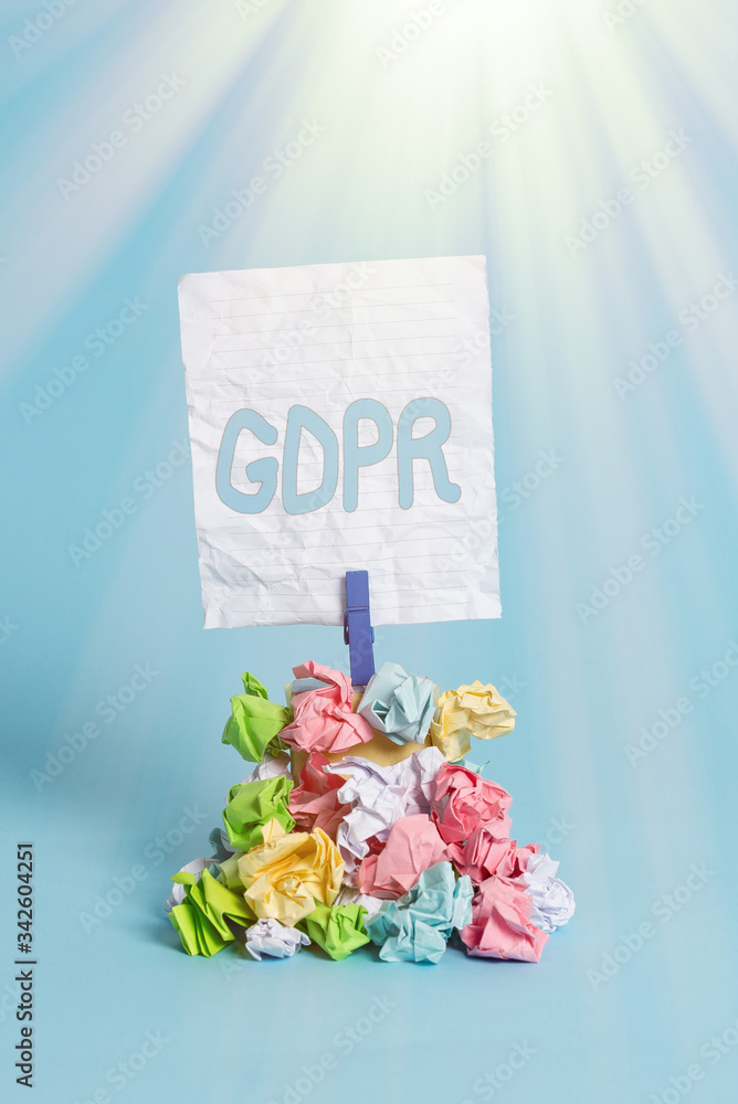 Poster writing note showing gdpr. business concept for regulation that protect the demonstratingal data and