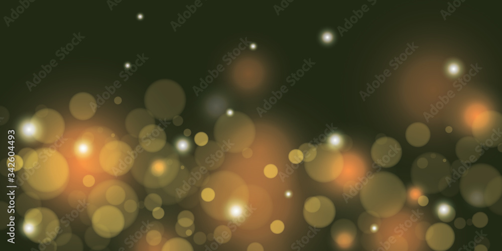 Poster vector background with golden bokeh dust, blur effect sparks