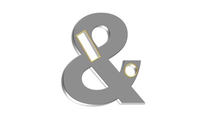 GRAY 3D SPECIAL MARK WITH GOLDEN FRAME ON HOLES : & Ampersand