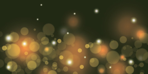 Vector background with golden bokeh dust, blur effect sparks