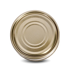 One small tin can isolated on white background