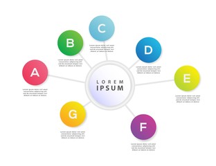 Vector info graphics timeline design template with 3d paper label can be used for workflow with 7 options