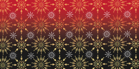 Golden snowflakes background. Luxury vector Christmas seamless pattern with small gold snow flakes on white backdrop