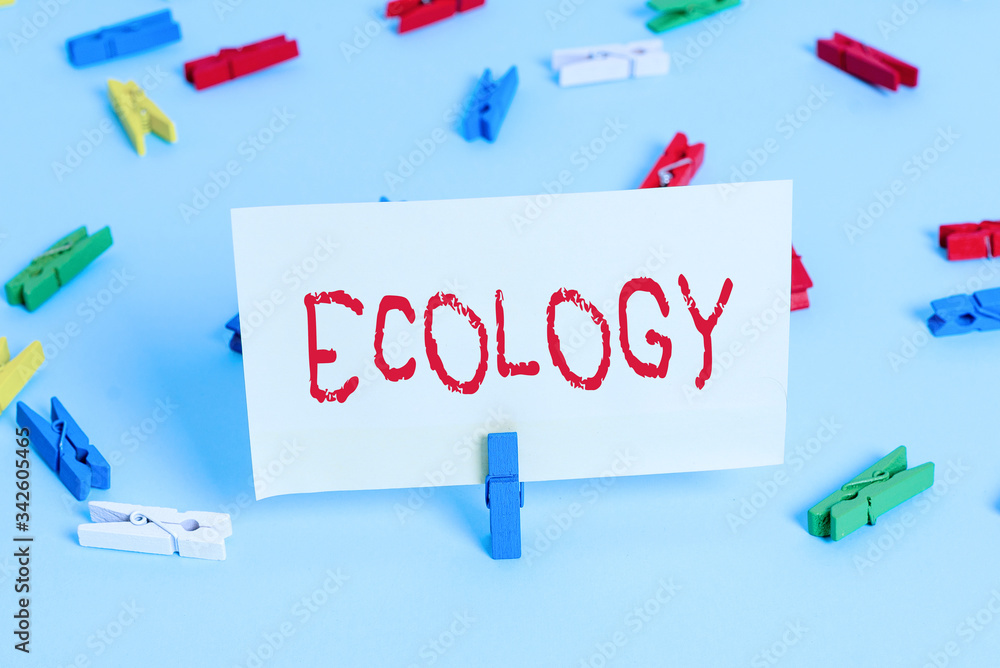 Poster conceptual hand writing showing ecology. concept meaning branch of science relation organisms enviro