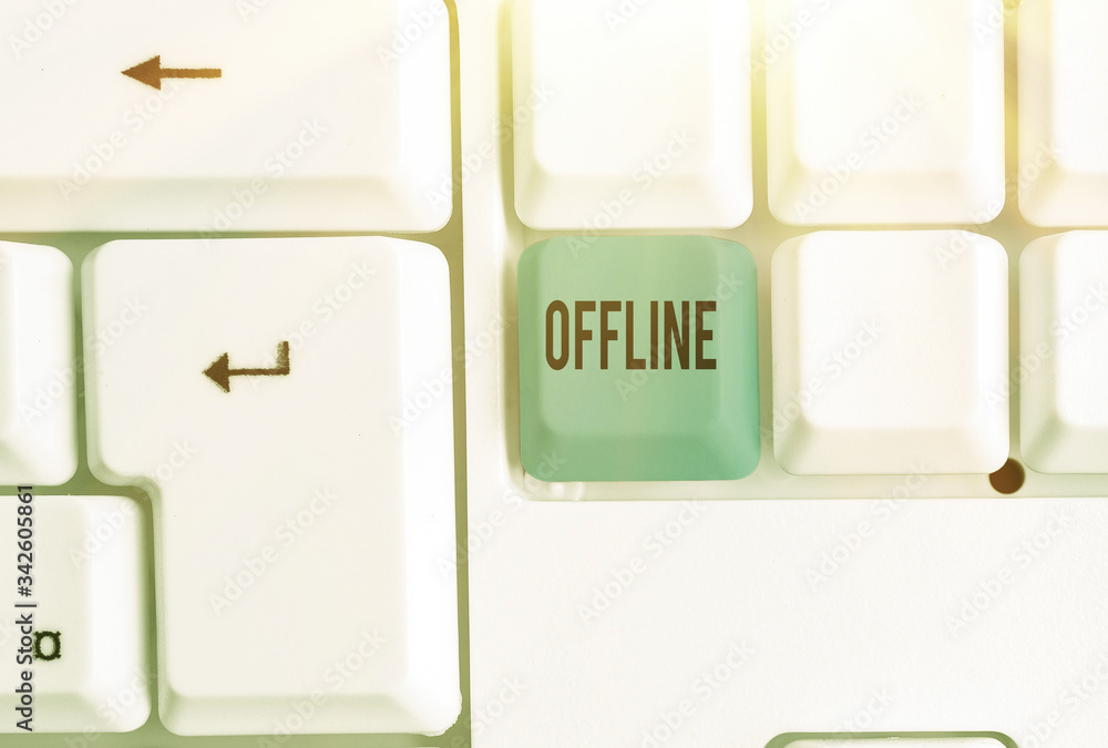 Poster conceptual hand writing showing offline. concept meaning not having directly connected to a computer