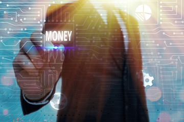 Word writing text Money. Business photo showcasing a current medium of exchange in the form of...