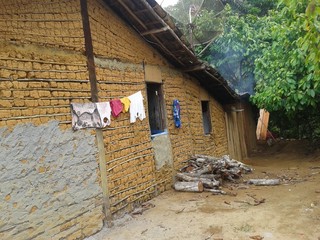 mud,clay brick house in the country