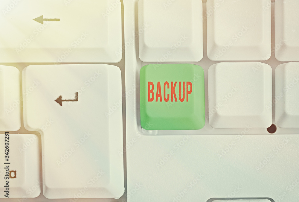 Poster writing note showing backup. business concept for copy of file or other item data made in case origi