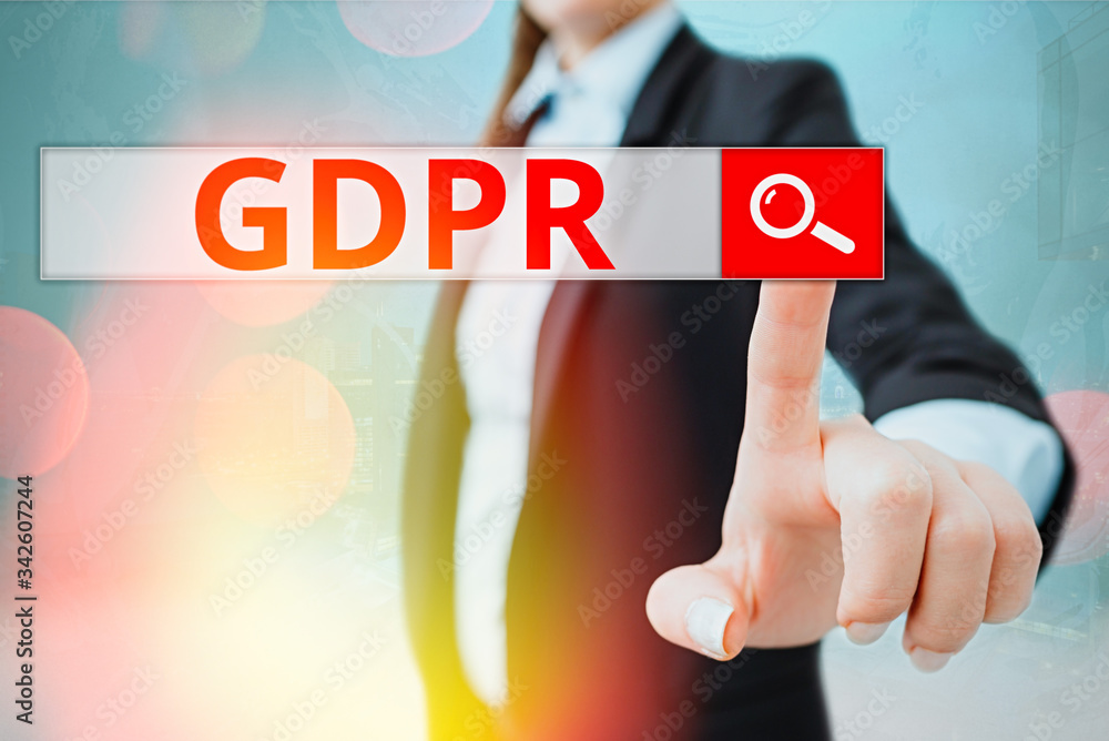 Poster writing note showing gdpr. business concept for regulation that protect the demonstratingal data and