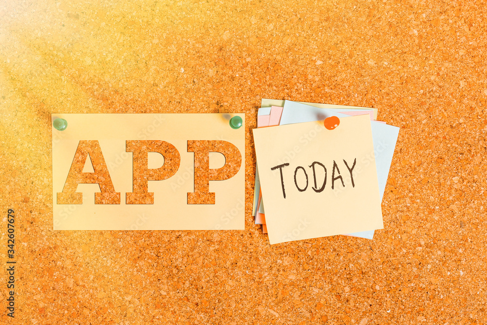 Fototapete word writing text app. business photo showcasing computer program download software by a user to a m