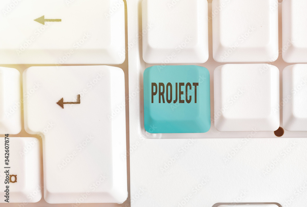 Poster conceptual hand writing showing project. concept meaning planned work activity study of particular s