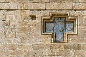Lusignan emblem on the Eastern wall of the medieval castle of Kolossi (Cyprus)
