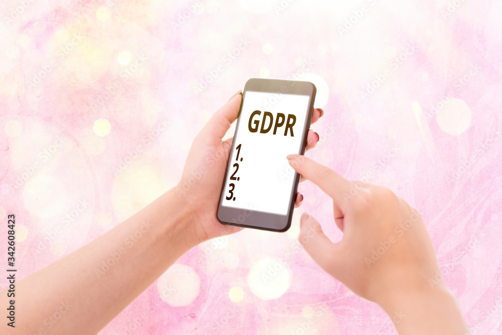 Poster writing note showing gdpr. business concept for regulation that protect the demonstratingal data and