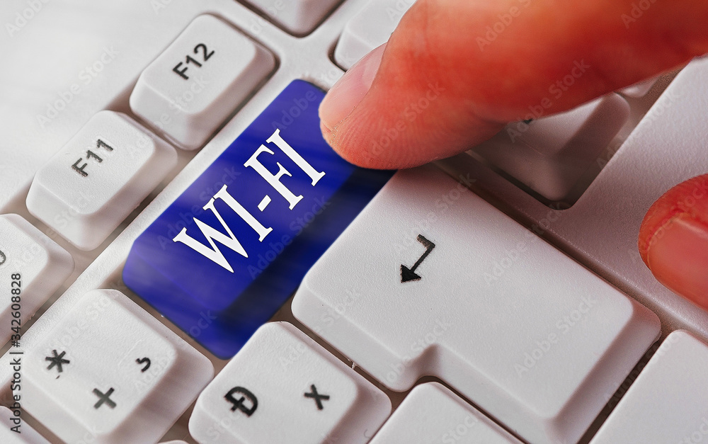Poster text sign showing wi fi. business photo showcasing radio technologies commonly used for wireless loc