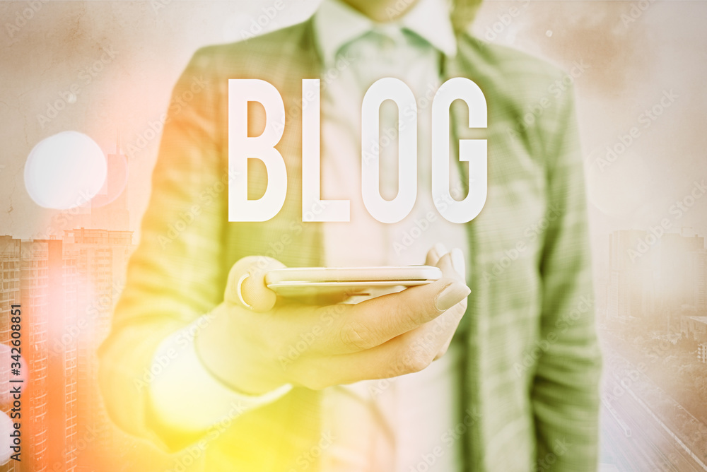 Poster conceptual hand writing showing blog. concept meaning regularly updated website web page run by indi