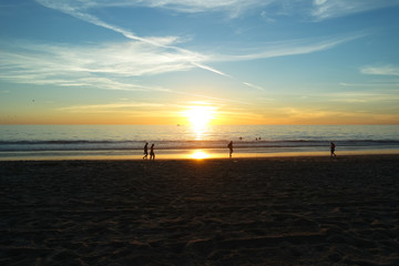 산타모니카 해변의 석양 시간