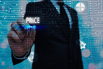 Word writing text Price. Business photo showcasing the amount of money expected or required in...
