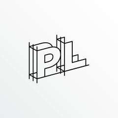 Initial Letter PL with Architecture Graphic Logo Design