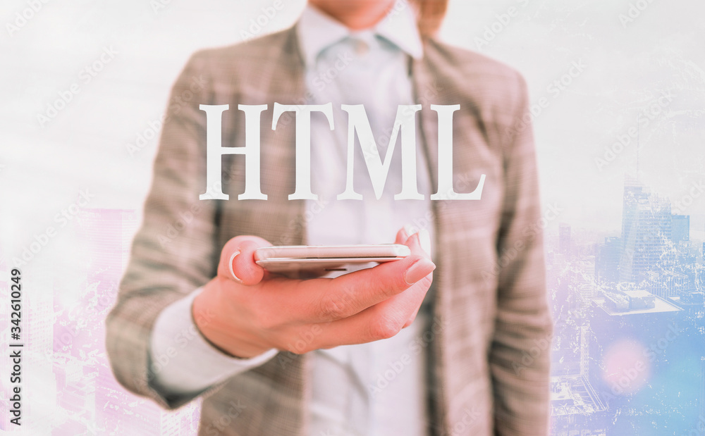 Poster conceptual hand writing showing html. concept meaning the lingua franca for publishing hypertext on 