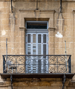 Antique balcony in the old town of Nicosia. Cyprus