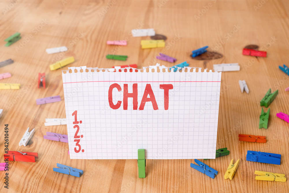 Poster conceptual hand writing showing chat. concept meaning take part in a discussion that involves sendin