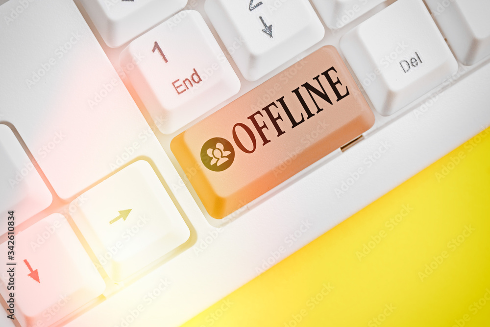 Poster conceptual hand writing showing offline. concept meaning not having directly connected to a computer