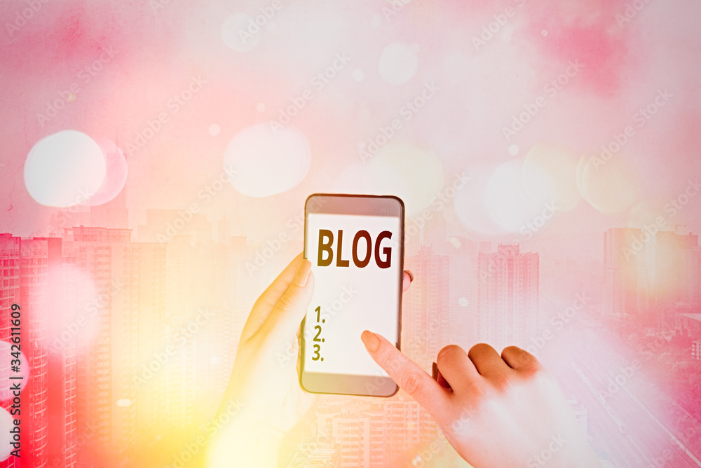 Poster text sign showing blog. business photo text regularly updated website web page run by individual
