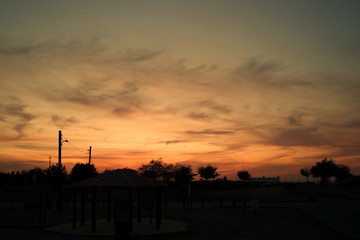 Beautiful Sunset time with silhouette in Sacramento, CA