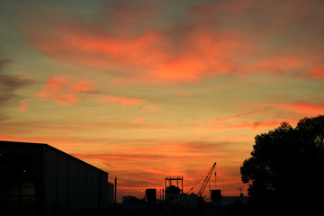Beautiful Sunset time with silhouette in Sacramento, CA