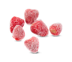 frozen strawberries isolated on white background