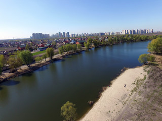Aerial view of the saburb landscape (drone image). Near Kiev