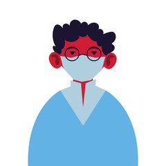 portrait of man with medical mask on white background