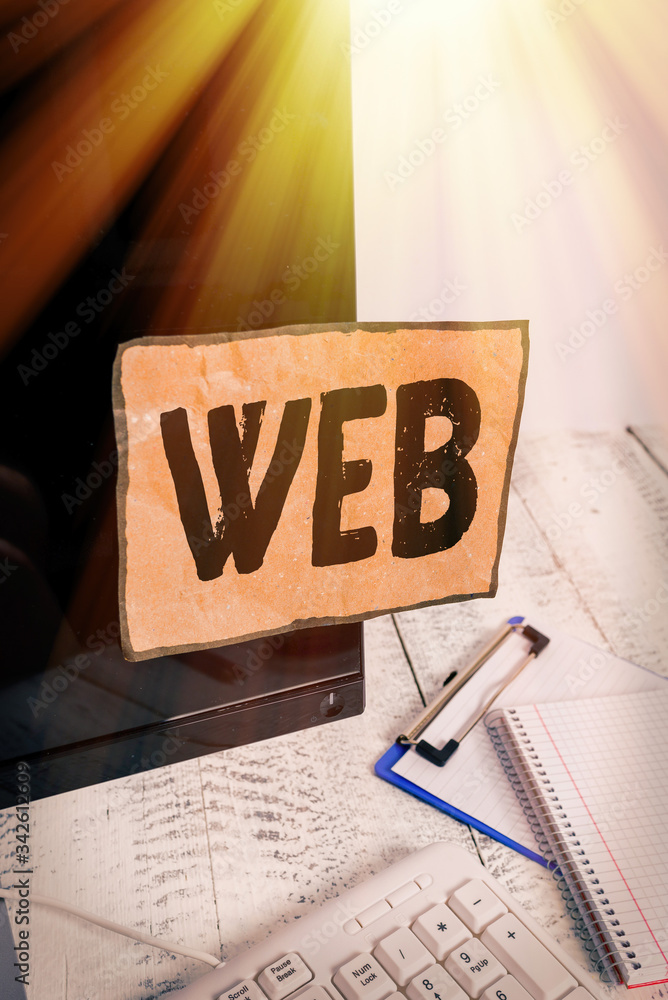 Poster word writing text web. business photo showcasing a system of internet servers that support specially