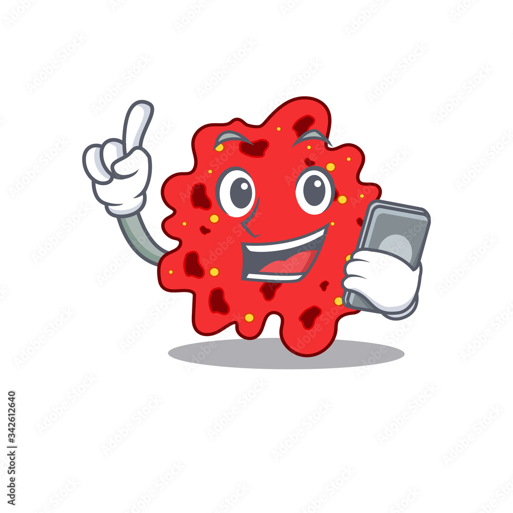 Wall mural Streptococcus pneumoniae cartoon character speaking on phone