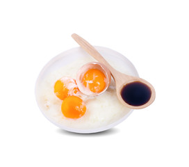 Onsen eggs, mineral water egg, Boiled eggs isolated on white background