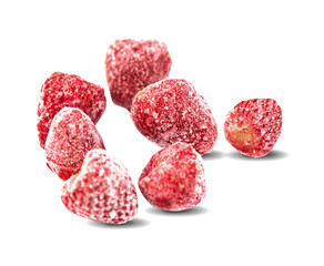frozen strawberries isolated on white background