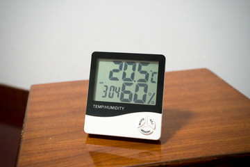 The electronic moisture and temperature meter. - obrazy, fototapety, plakaty
