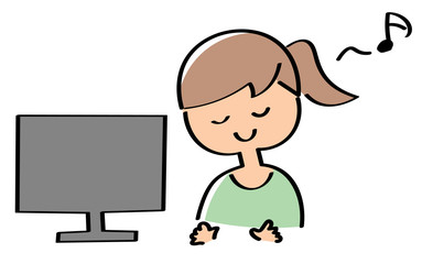 楽々パソコン操作をする女の子